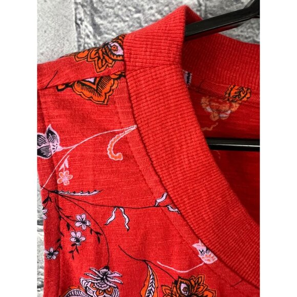 J. Jill Red Floral Sleeveless Henley Top Women 2X Button Front Casual - Picture 6 of 8